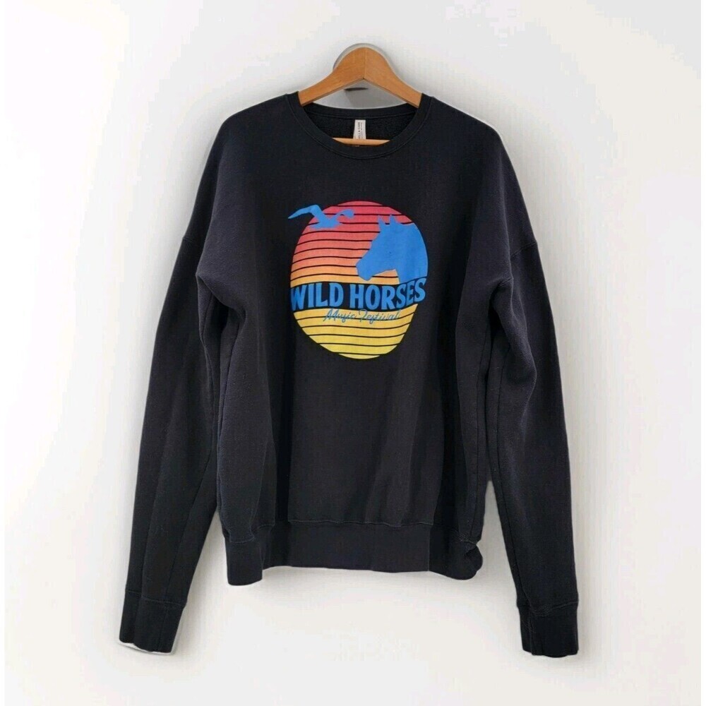 Outriders Wild Horses Mens Size XL Black Blue Graphic Soft Fleece Sweatshirt